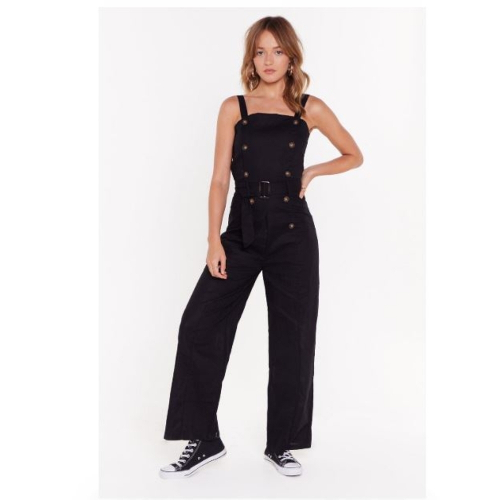 NEW Black Linen Jumpsuit Size M/6